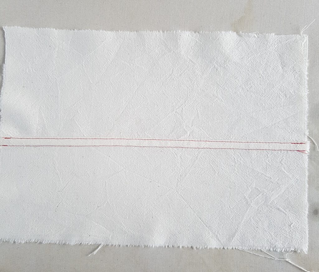 211115_Kappnaht8 Draufsicht der fertigen Kappnaht mit zwei sichtbaren Stepplinien