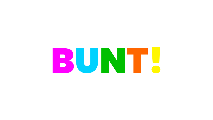Bunt! in farbigen Buchstaben