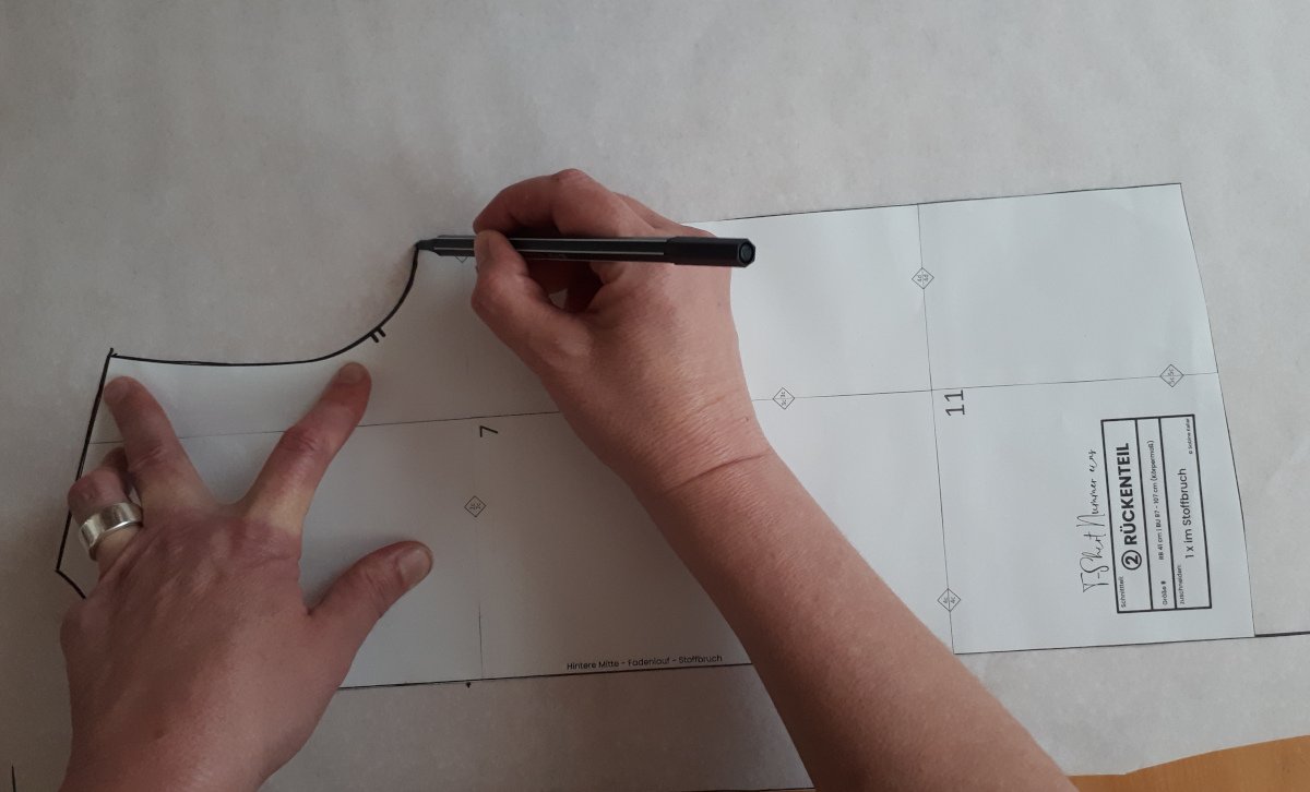 RT_kopieren Das Rückenteil wird auf neues Schnittpapier kopiert